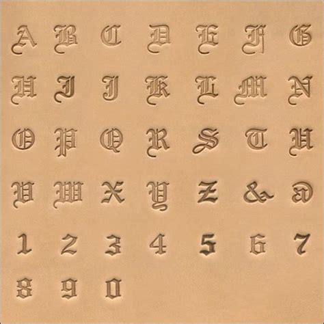 1/4 open face alphabet stamp set. Alphabet & Number Leather Stamp Set Old English Font 1/4 ...