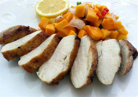Check out the mango salsa recipe or find it in the recipe card below as well. LG PAN GRILL CHICKEN BREAST WITH MANGO SALSA Recipe by Lee ...
