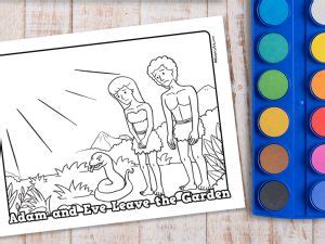 Living in a fallen world, as a sinful creature, even young children can learn. 'Adam and Leave' Printable Coloring Sheet • MinistryArk