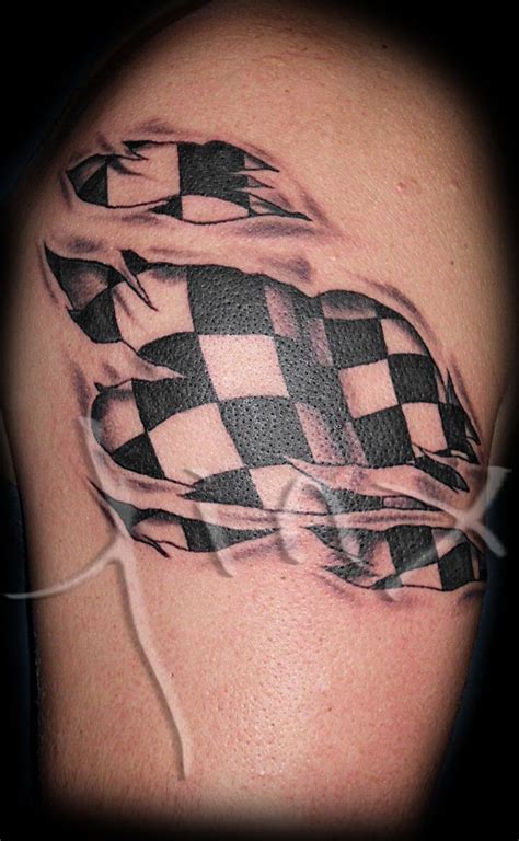 Discover life at the finish line and the journey around the track with the top 40 best checkered flag tattoo ideas dirt track racing dirt car late model modified sprint | etsy. Checkered flag tear out tattoo | Tattoos by Jinx at ...