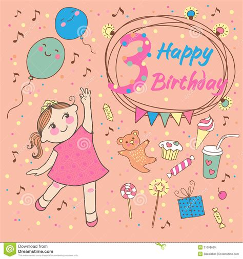 Carte d'invitation d'anniversaire 3 ans. carte anniversaire 3 ans fille