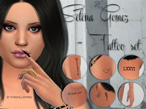 Check out all of her ink, here! Selena Gomez Tattoo Set by LiliSimmer | Gomez, Sims 4, Sims