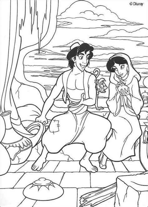 Select one of 1000 printable coloring pages of the category disney. Aladdin coloring pages - Jasmine, Aladdin and Abu