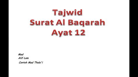 Ali) we have sent down to thee manifest signs (ayat); Tajwid Surat Al Baqarah Ayat 12 - YouTube