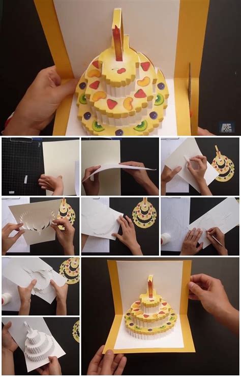Score along the 10″ side at 5″. How to Make Birthday Cake Kirigami Pop Up Card | UsefulDIY.com