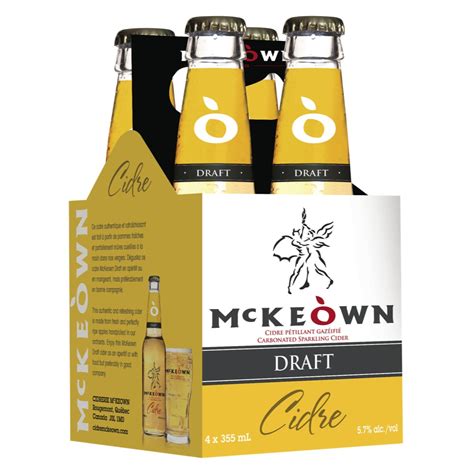 Mckeown draft cider is a « pub style » cider and contains 5,7% alcohol per volume,. Cidre Draft - 6% alcool - 18 ans