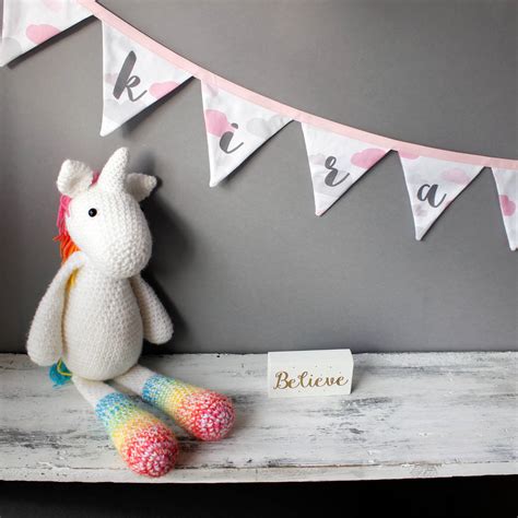 Looking for something extra special for a new arrival? personalised baby gift pink clouds bunting by 2 green ...