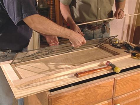 A common kitchen door problem is the top hinge ripping out of the cabinet, usually taking a fair chunk of the cabinet with it. How to Add Antique Leaded Glass to Cabinet Doors | how-tos | DIY