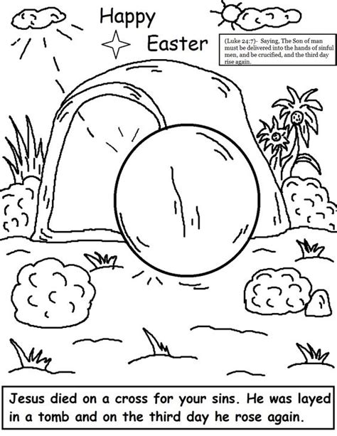 Jesus and the empty tomb coloring page. Empty Tomb Coloring Page | Sunday School | Pinterest ...