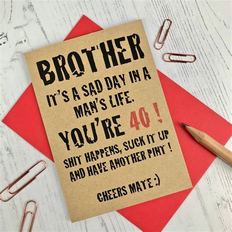 40th birthday present for brother. brother 40th birthday card by adam regester design ...