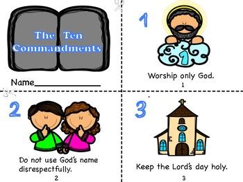 Print out the ten commandments and glue them to the tablet shapes. The Ten Commandments Mini Book by Miss P's PreK Pups | TpT
