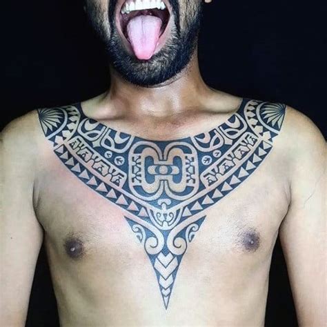 There is no part of the body more visible than the arm but just as easy to cover up. 50 Tribal Chest Tattoos For Men - Masculine Design Ideas