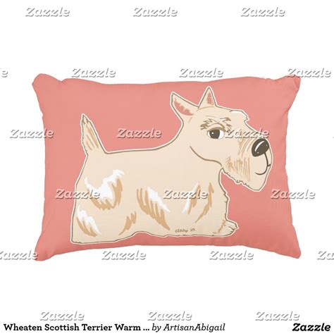 The green and beige cord surrounding the pillow, compliment. Wheaten Scottish Terrier Warm Peach Accent Pillow ...