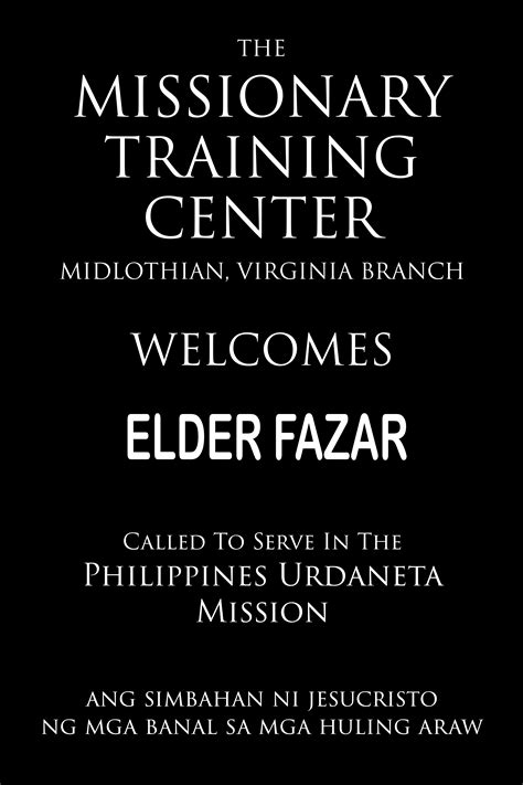 Often, healthy ways to deal with stress that are effective outside of the mission field, such as spending time. LDS Missionary MTC at home sign- Filipino | Missionary lds ...