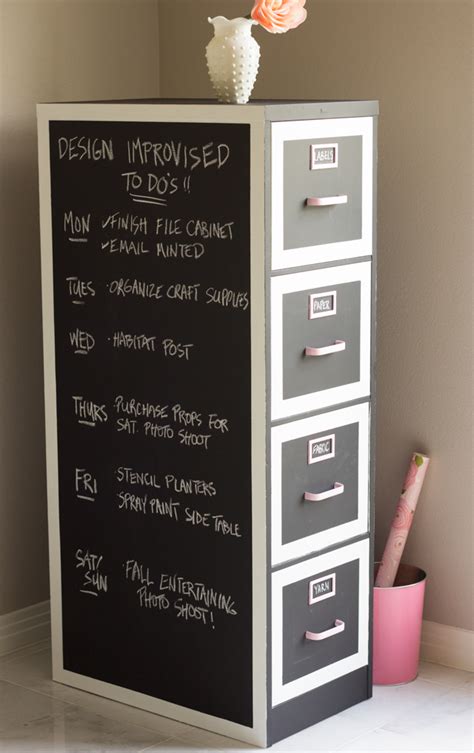 How to paint a metal file cabinet without spray paint. File Cabinet Makeover | Design Improvised