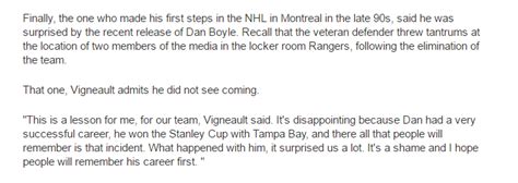 Many people think that depression just means a person is very sad. Excerpt of AV to La Presse on Dan Boyle Incident ...