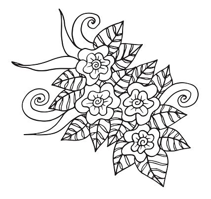 Pattern silk painting coloring books embroidery coloring pages batik art. Hand Drawn Fantasy Flowers Coloring Page Illustration ...