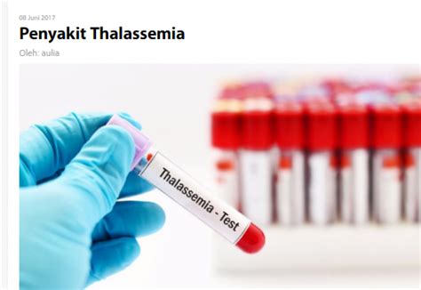 Sayangnya, hanya orang yang memiliki masalah kesehatan serius yang memikirkan gizi. Thalassemia (FAQ) - Direktorat P2PTM