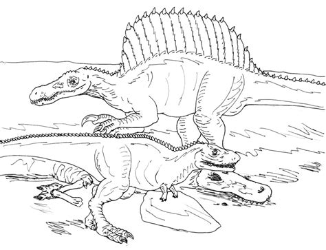 The jurassic park coloring pages t rex spinosaurus also available in pdf file. Spinosaurus VS Rugops BW by avancna on DeviantArt
