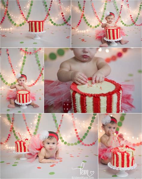 If you have a winter born baby, then go for a cake with christmas tree, candy cane, and snowflakes. Christmas Themed 1st Birthday Cake Smash Session ...