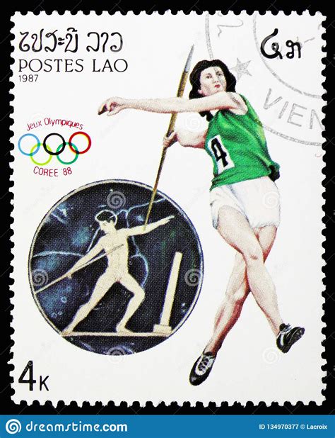 Athletics at the 2020 summer olympics will be held during the last ten days of the games. Javelin-throwing, Olympics Serie, Circa 1987 Editorial ...