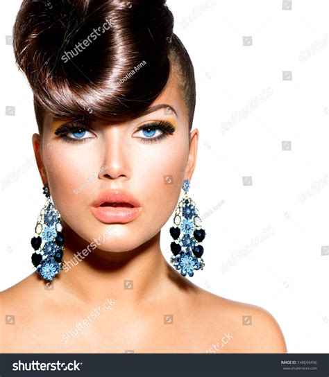 Hairstyles for teenage girls are no exception. Fashion Model Girl Portrait Blue Eyes Stock Photo ...