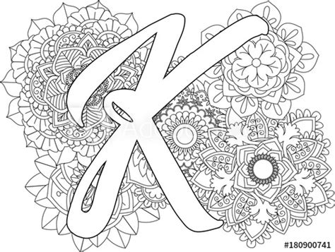 Cut and paste the k words coloring page. "mandala-K-monogramlogo-Doodle Floral Letters. Coloring ...