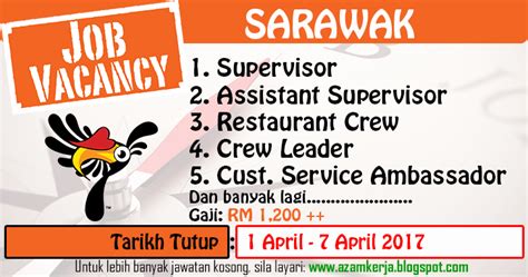 Melimpahnya informasi lowongan kerja 2020 secara tidak langsung bisa menjadi hal baik, atau malah sebaliknya. Jawatan Kosong Pelbagai di Sarawak | April 2017 ~ Jawatan ...