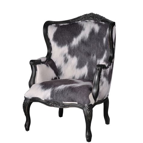 Cowhide chair armless accent chair imitation cow hide look faux fabric upholstery animal print wooden legs, goes great with cow hide rugs or brown leather sofas. A & B Home Cow Print Black And White Oversided Arm Chair ...