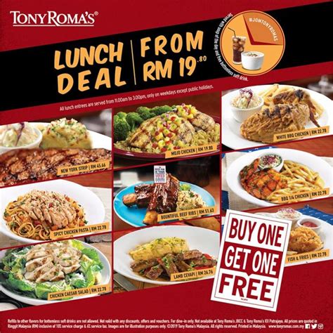 Guests drive far out of their way to visit our restaurants. Tony Roma's Merdeka Lunch Deal Buy 1 FREE 1 Promotion (31 ...