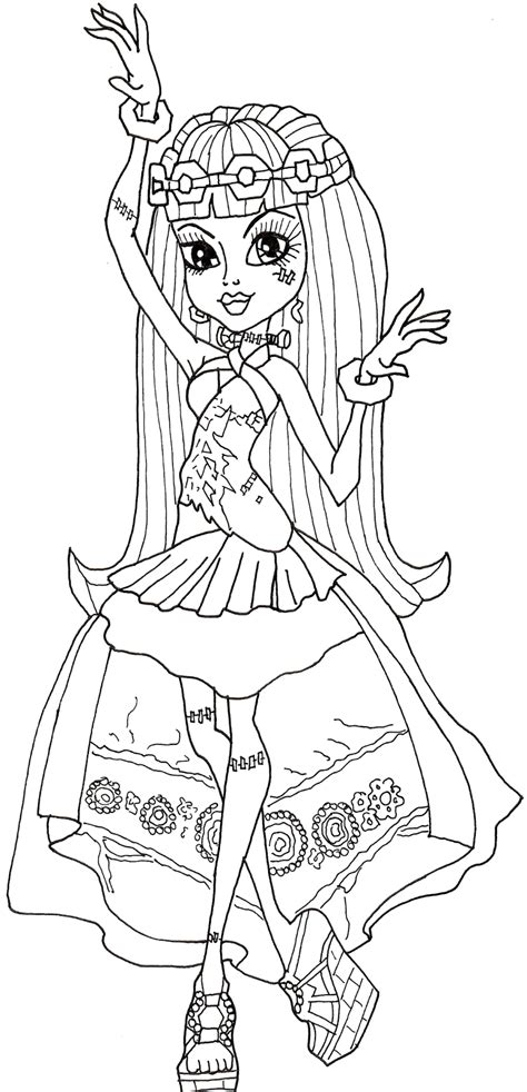 Printable monster high frankie stein coloring page. Monster High Frankie Stein Dancing Coloring Pages ...