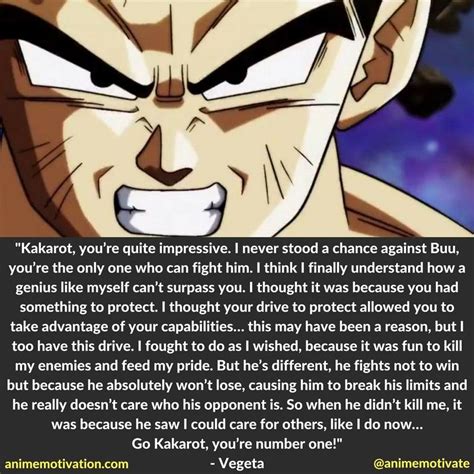 Numerous quotations throughout the dragon ball series can be found in the appending sections, broken down in the following format. Vegeta to Goku Motivation Quotes | Anime dragon ball super ...