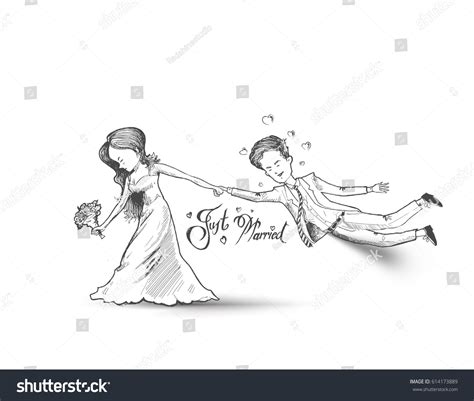 Valentine Couple Wedding Day Just Married Stock Vector ...