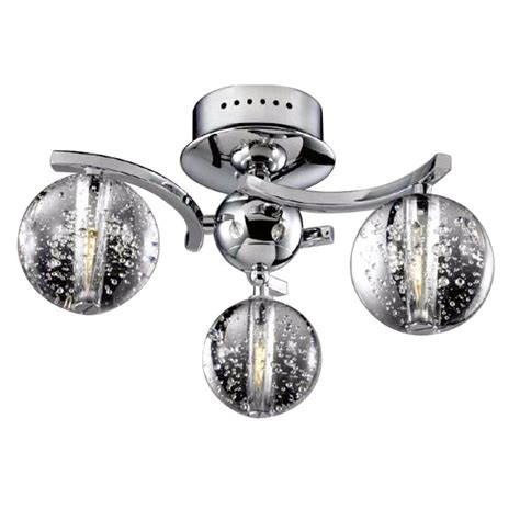 The luminaire resembles a drop of water. FX1302-3A - MO Bubbles 3 Light Flush Ceiling Chrome