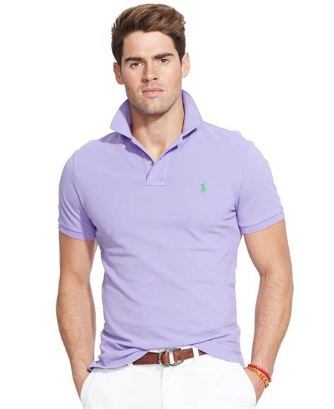 Defining timeless style since 1967. Polo Ralph Lauren Custom-fit Mesh Polo Shirt in Purple for ...