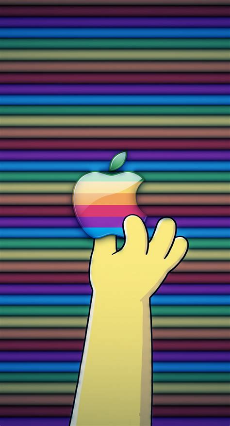 Logo Apple tangan berwarna-warni | wallpaper.sc iPhone8Plus