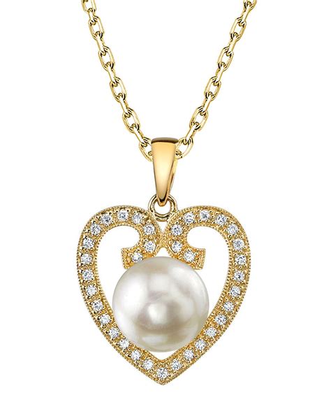 Pick from best diamond pendant designs online. Heart Shaped Freshwater Pearl & Diamond Pendant- Choose ...