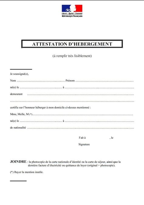 「attestation d'hébergement」の画像検索結果 | Attestation, Attestation ...