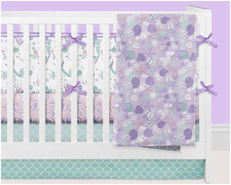 Parts of this set are handmade to order by a team of professional seamstresses, your purchase allows them to work from home and spend more time with. Mermaid Crib Bedding Set for Baby Girl Nursery with ...