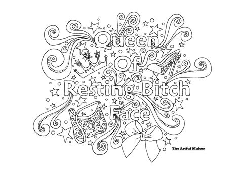 Fan subreddit about webcamlady, adult model and amateur pornstar: Queen of Resting Bitch Face Adult Coloring Page by The