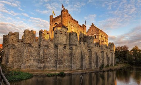 Belgium castle moat Gent belgium - Android wallpapers