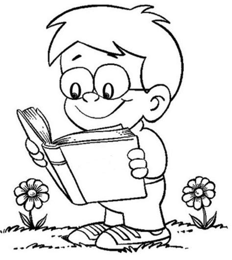 Find pages of fun animals, flowers, places, or objects to color. Boy reading book | Bible coloring pages, Coloring pages ...