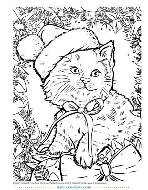 Some of the coloring page names are meowing kitten coloring coloring, 30 kitten coloring kitty coloring, 30 kitten coloring kitty coloring, cute kitten coloring to and for, cat and kitten coloring coloring home, cat coloring large images creative crafts frogs kitty and cat, google coloring large images hello kitty colouring cat. Cute Christmas Cat Coloring | Free Coloring Daily