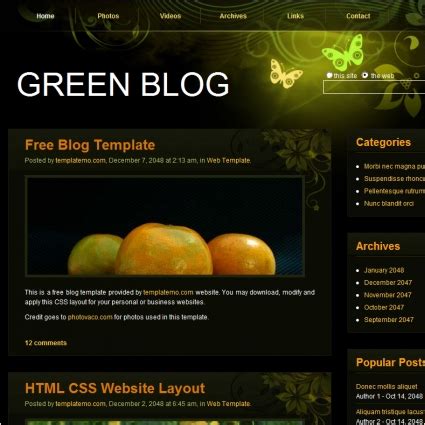 Coded with the latest technology. green blog Free website templates in css, html, js format ...