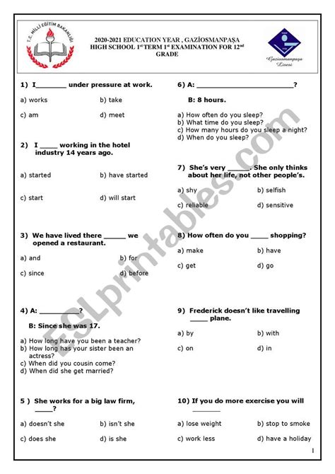 Grade 12 math test euclidean geometry 2020 eastern cape. 2020-2021 12th GRADE 1st term-1st exam - ESL worksheet by gkhndmrc