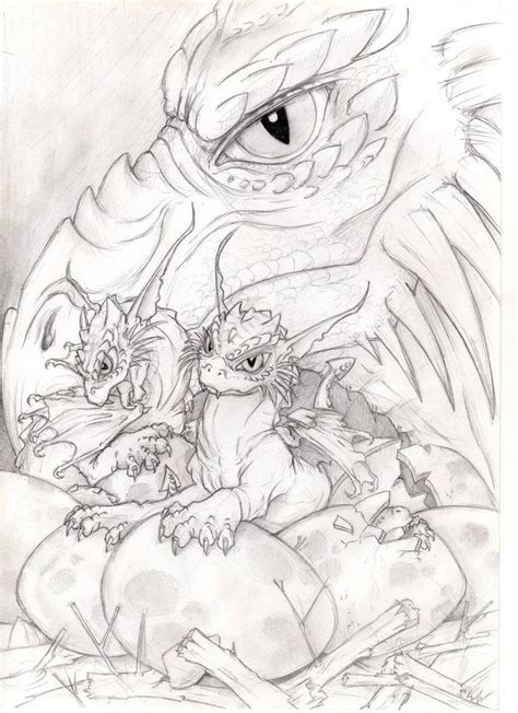 Baby dragon hatching coloring pages. A mom and a baby dragon, being all cute. Description from ...