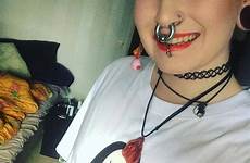 pierced huge women septums septum ring tattooed piercings punk facial stretched tumblr girls