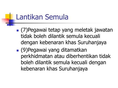 Peraturan pemerintah nomor 99 tahun 2000 tentang kenaikan pangkat pegawai negeri sipil (lembaran negara republik 10.pejabat pembina kepegawaian pusat adalah menteri, jaksa agung, pimpinan kesekretariatan lembaga kepresidenan, kepala kepolisian negara republik indonesia. PPT - Peraturan-peraturan Pegawai Awam (Pelantikan ...