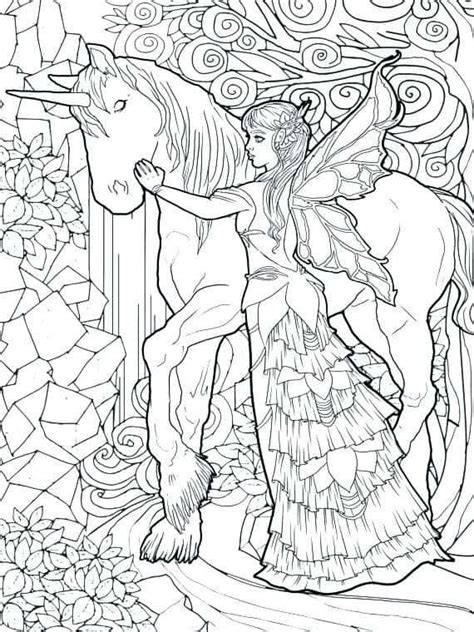 Our artists created a great collection of unique illustrations for you and your kids. Fairy And Unicorn Coloring Page For Adults | Unicorn ...