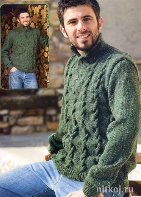Мужской свитер спицами на пуговицах » Ниткой - вязаные вещи для вашего ...